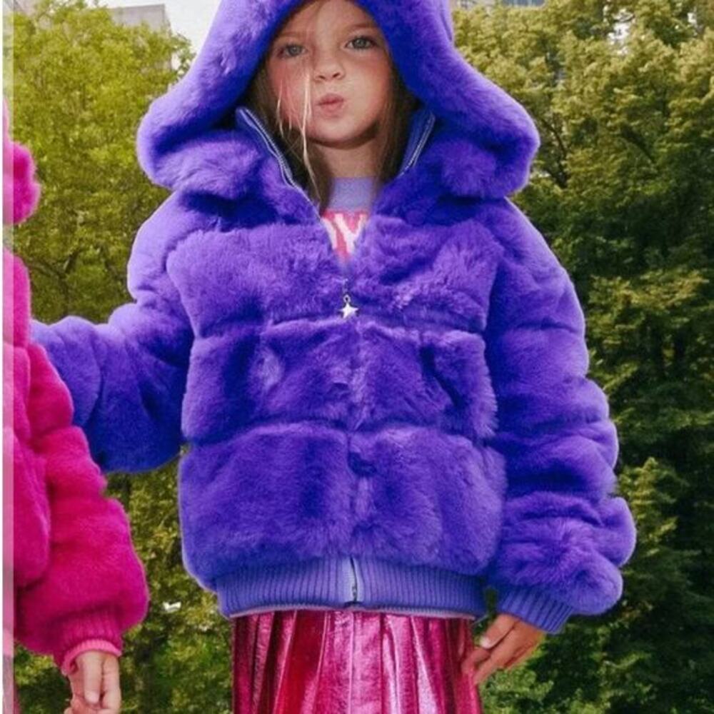 Lola & the Boys - Purple Magic Faux Fur Coat - Girls Size‎ 12